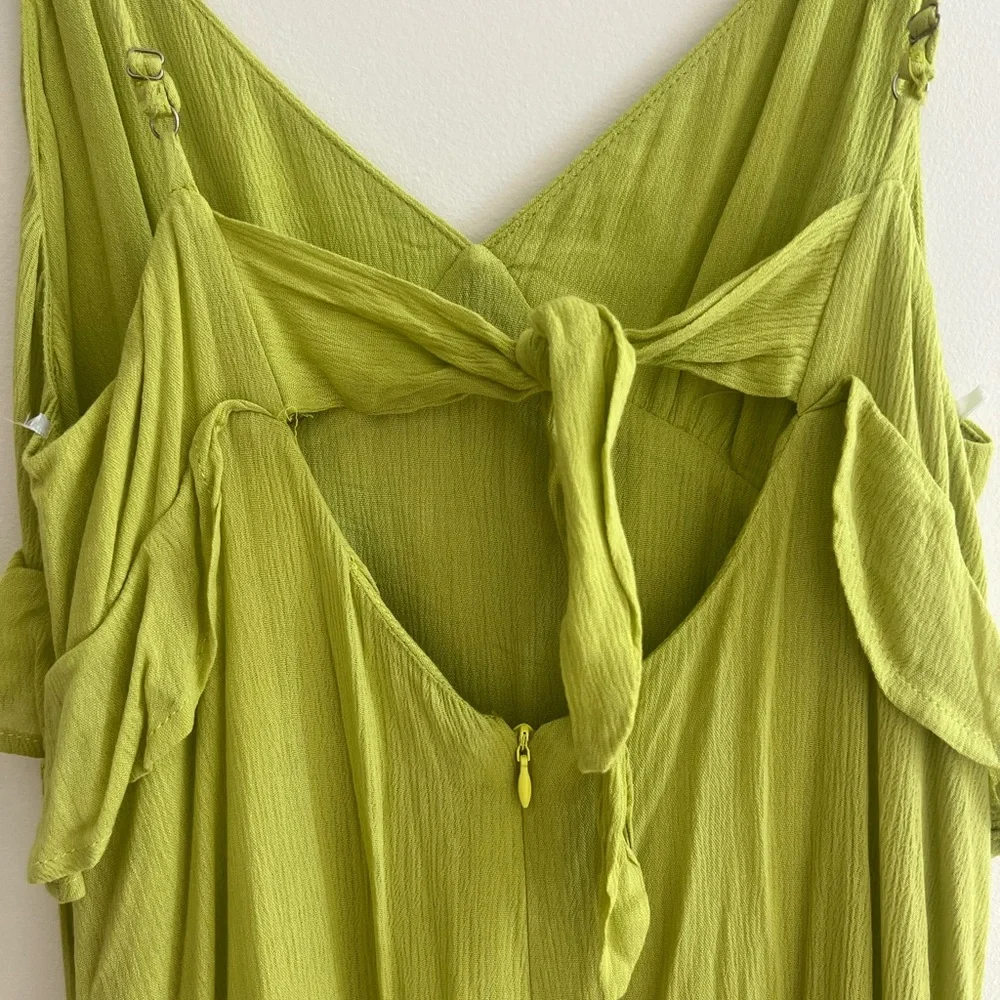 Lulu's Chartreuse High-Low Ruffle Slip Dress - Picture 4 of 7